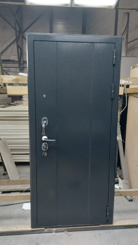 Входная дверь с большим зеркалом Эталон М-5 Черный букле-Софт графит (зеркало) фото 4
